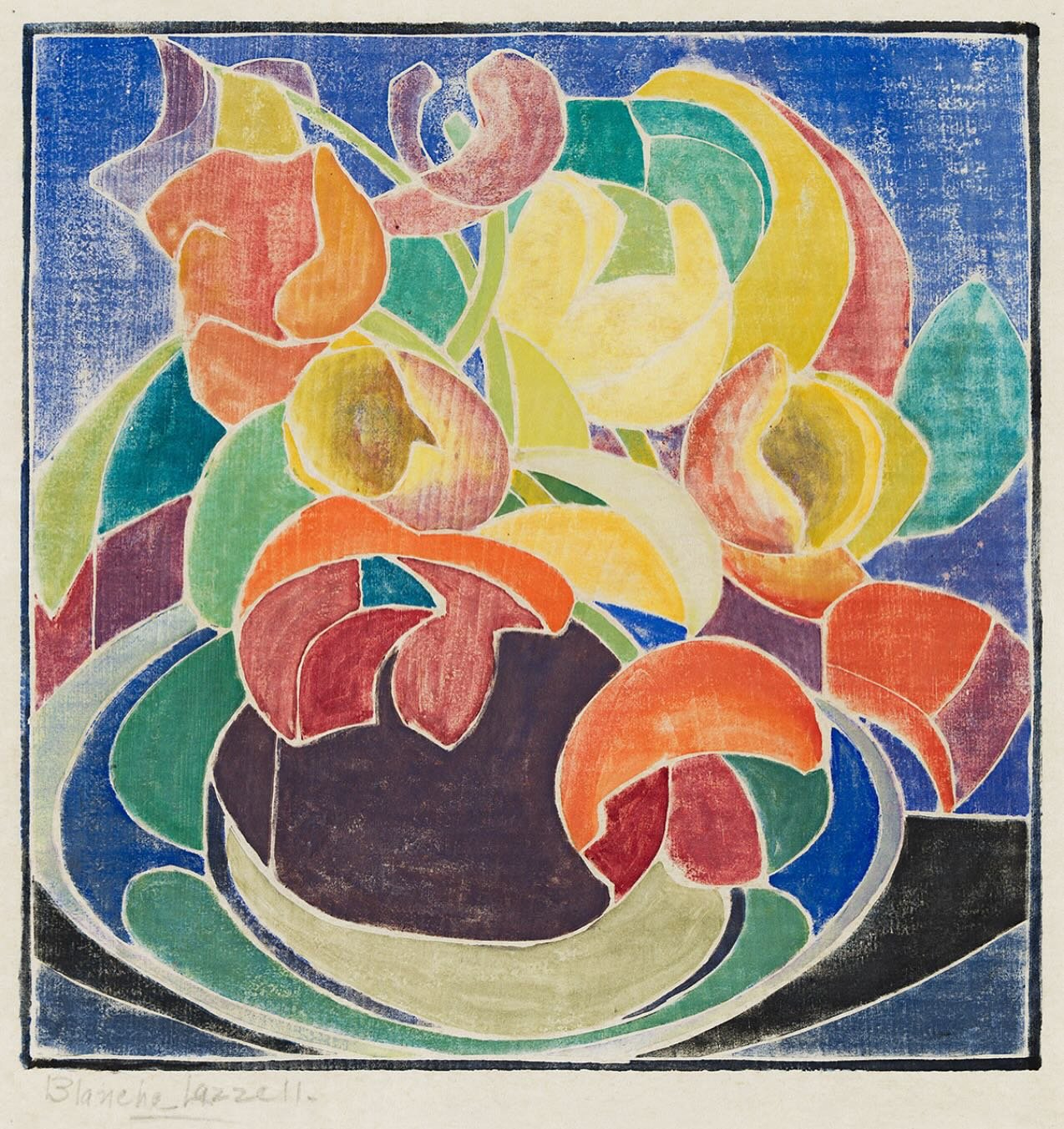 Proud to be sending Blanche Lazzell Tulips home to one of my clients from the amazing group of Provincetown white-line woodcut prints auctioned off at Swann Galleries this morning. 
#blanchelazzell #provincetownprint
