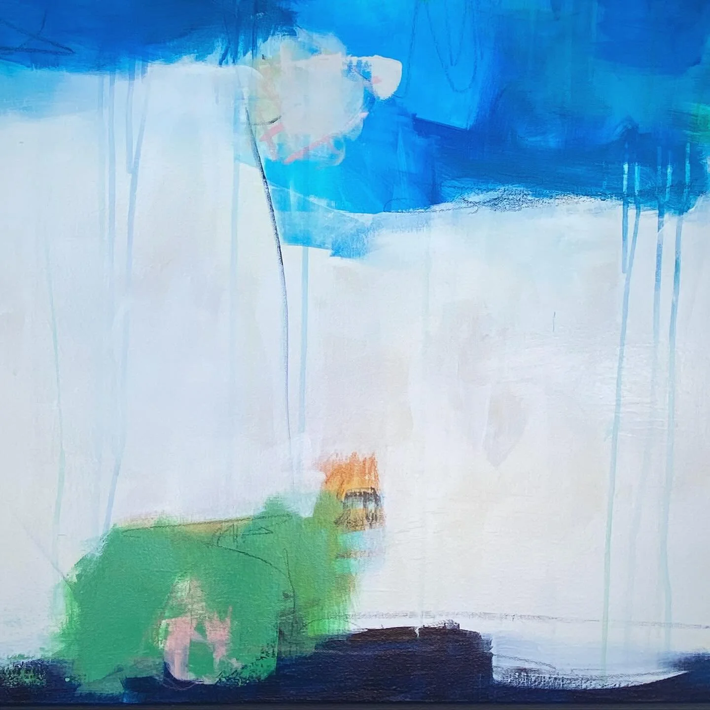 Yesterday a gentleman perched on a bench, one leg slung over the other, back to the Mississippi River, blowing easily a pack&rsquo;s worth of smoke rings as he quietly studied my paintings for the better part of the afternoon.  He eventually came ove