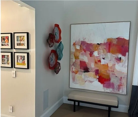 Lovely surprise this morning to find my painting in an installation beside @jeff_schaller’s art.  Seeing the work in someone’s home is always a gift … especially when a friend is my “art neighbor.” #artistlife #original