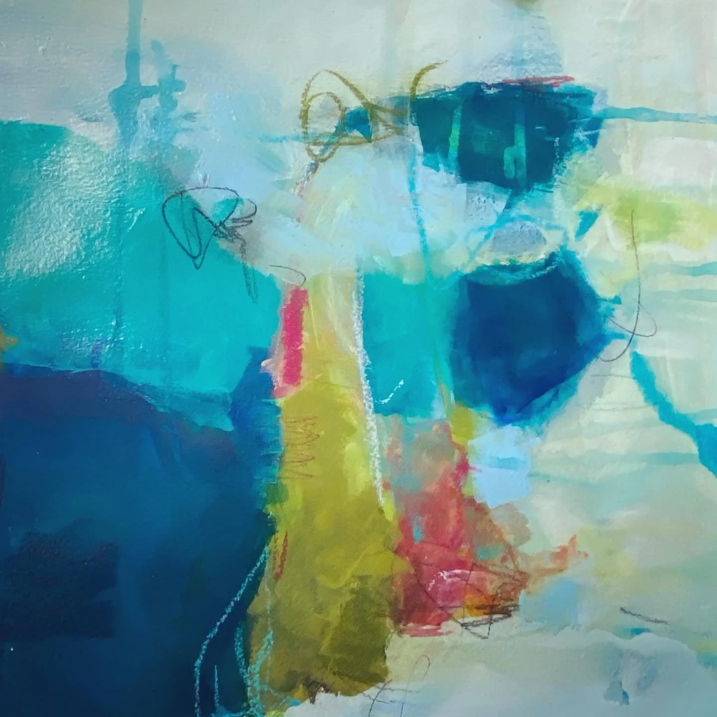 It&rsquo;s always a great day to add color to your life.  This painting now enjoys a gorgeous view of the bay, with the Gulf of Mexico in the distance. #originalart #abstractwork #carstensenart #oilpainting #intuitivepainter