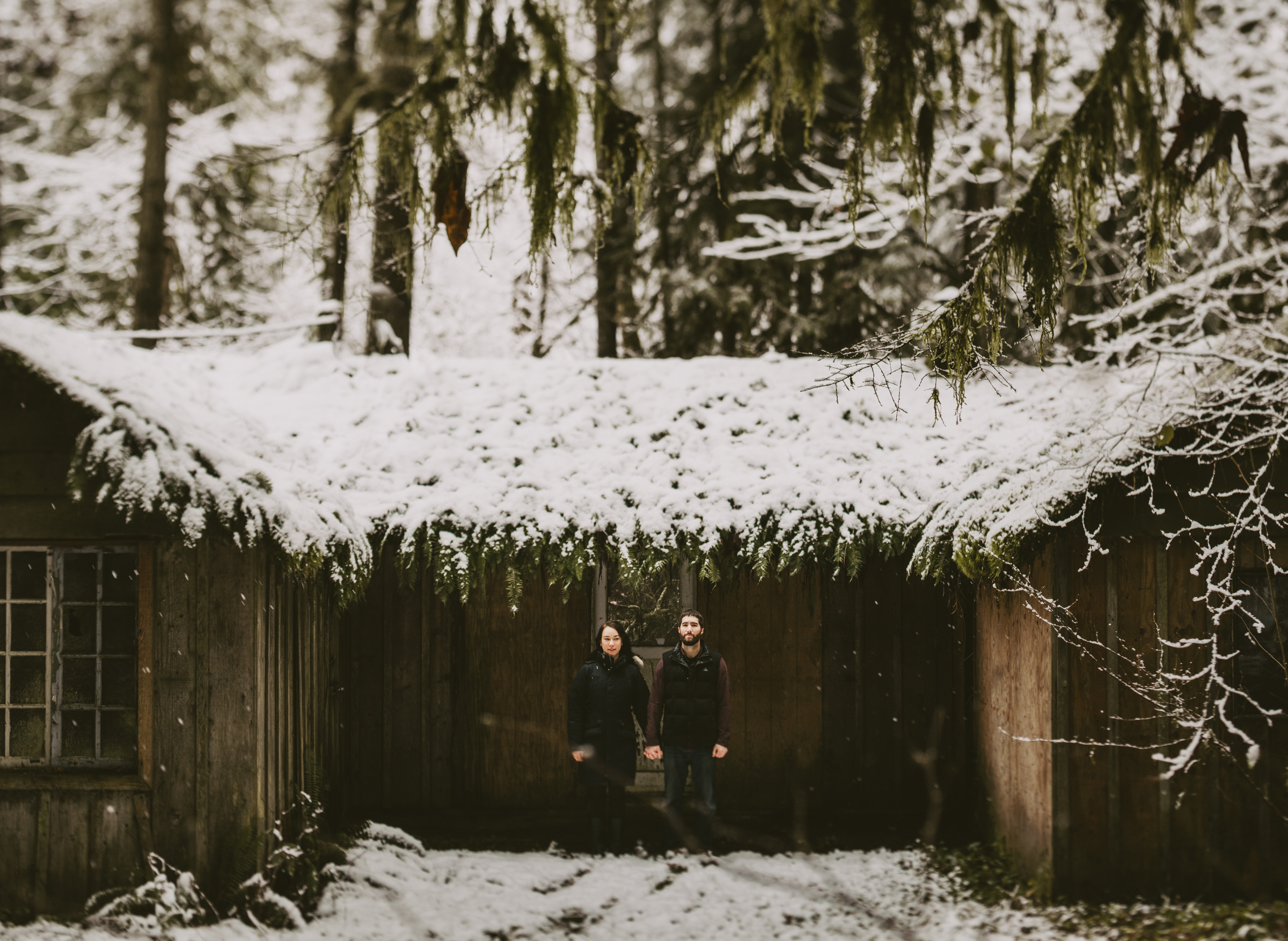 © Isaiah + Taylor Photography - Portland, Oregon Winter Forest Cabin Engagement-13.jpg