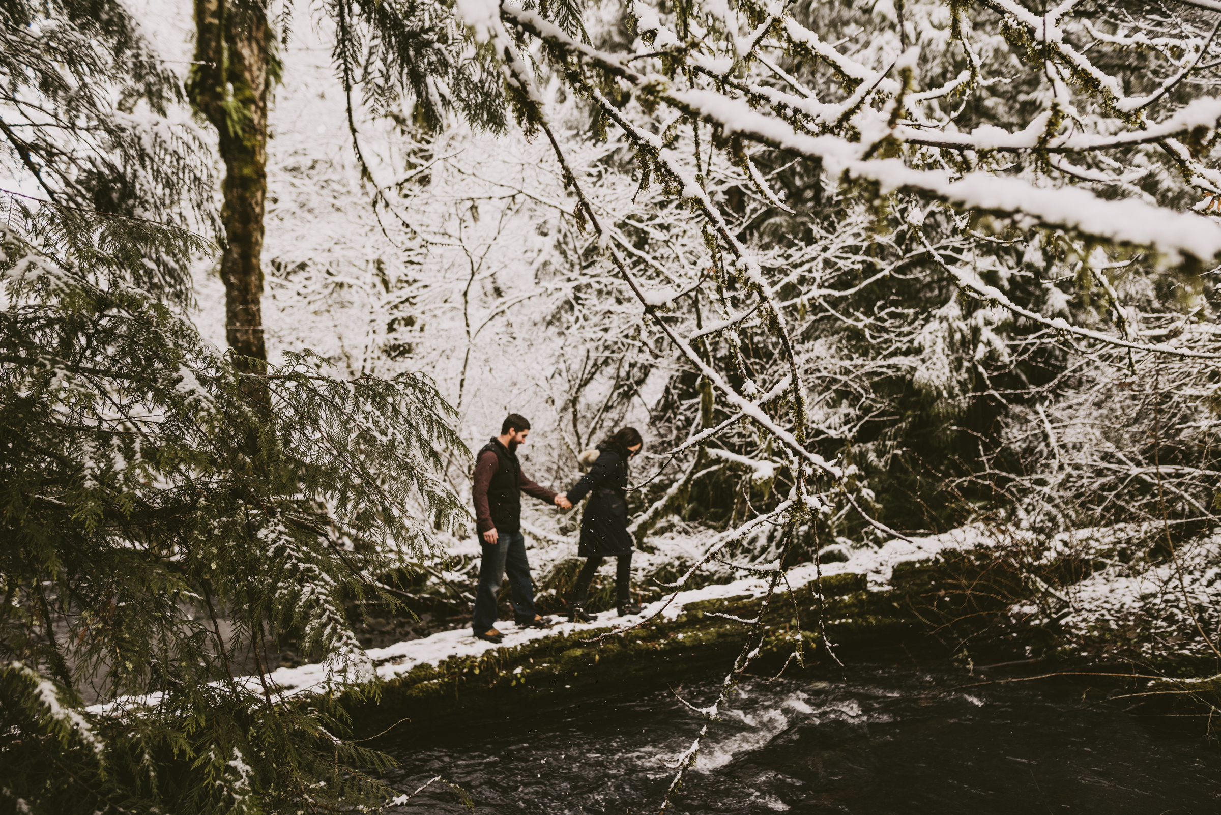 © Isaiah + Taylor Photography - Portland, Oregon Winter Forest Cabin Engagement-17.jpg