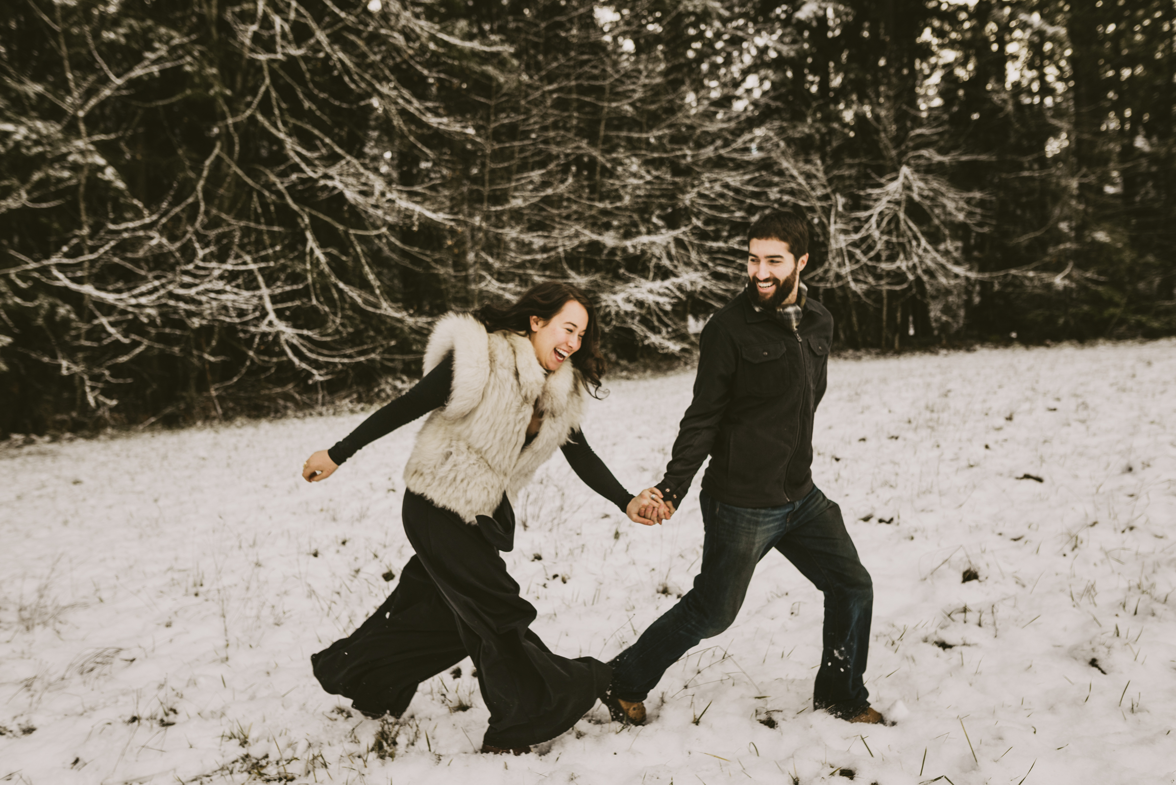 © Isaiah + Taylor Photography - Portland, Oregon Winter Forest Cabin Engagement-39.jpg