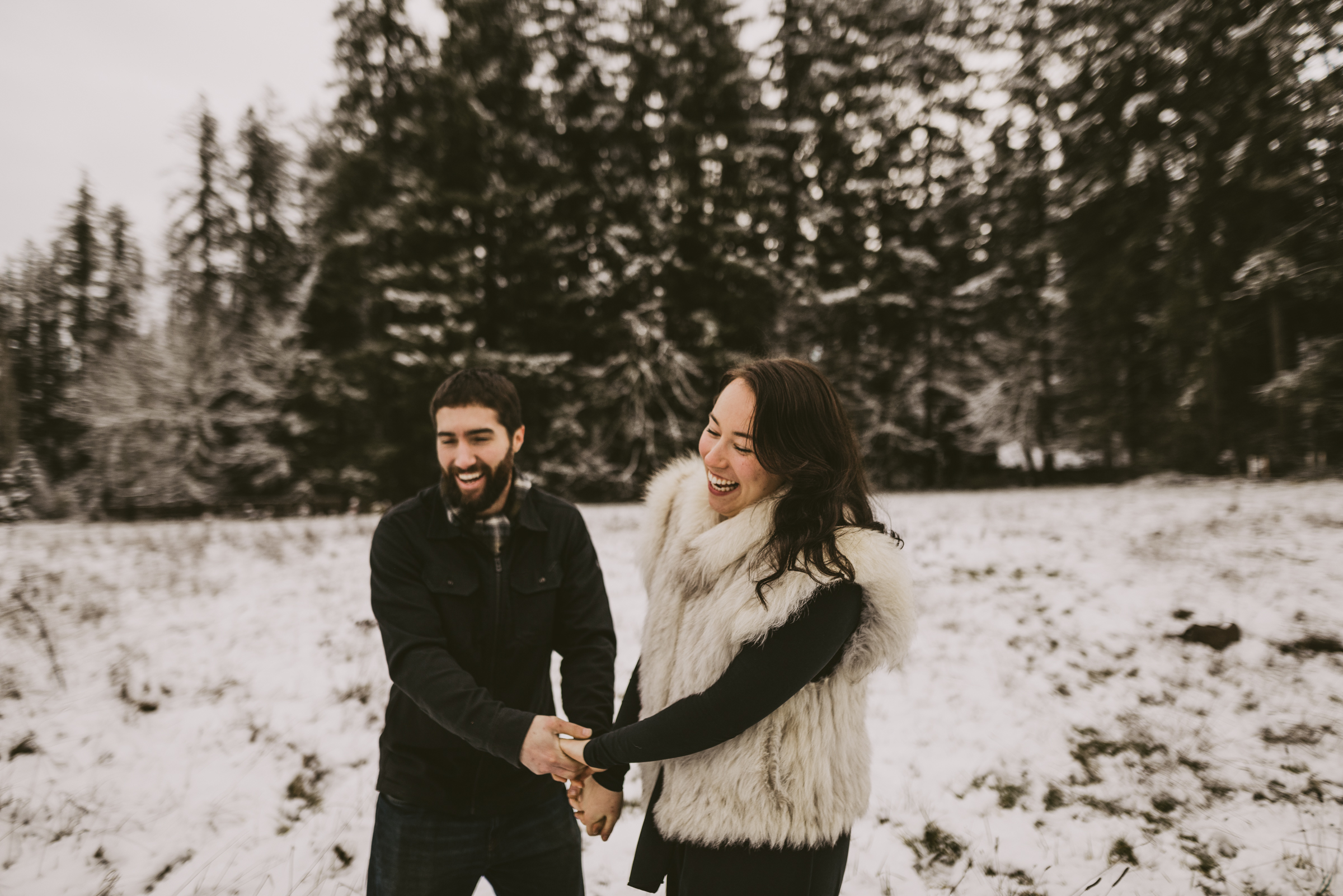 © Isaiah + Taylor Photography - Portland, Oregon Winter Forest Cabin Engagement-43.jpg