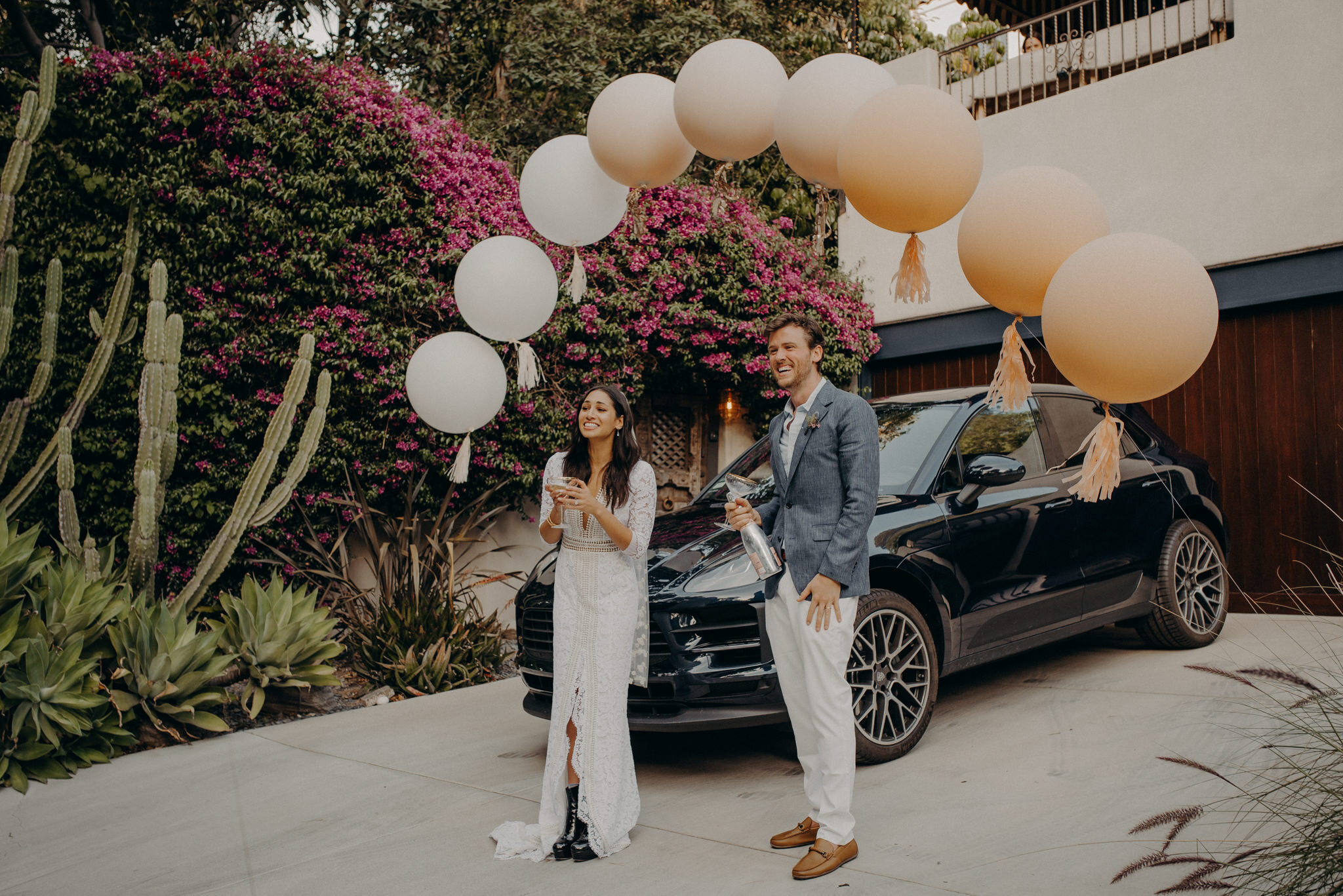 covid-19 elopement - socially distanced car parade curbside wedding - los angeles elopement photographer