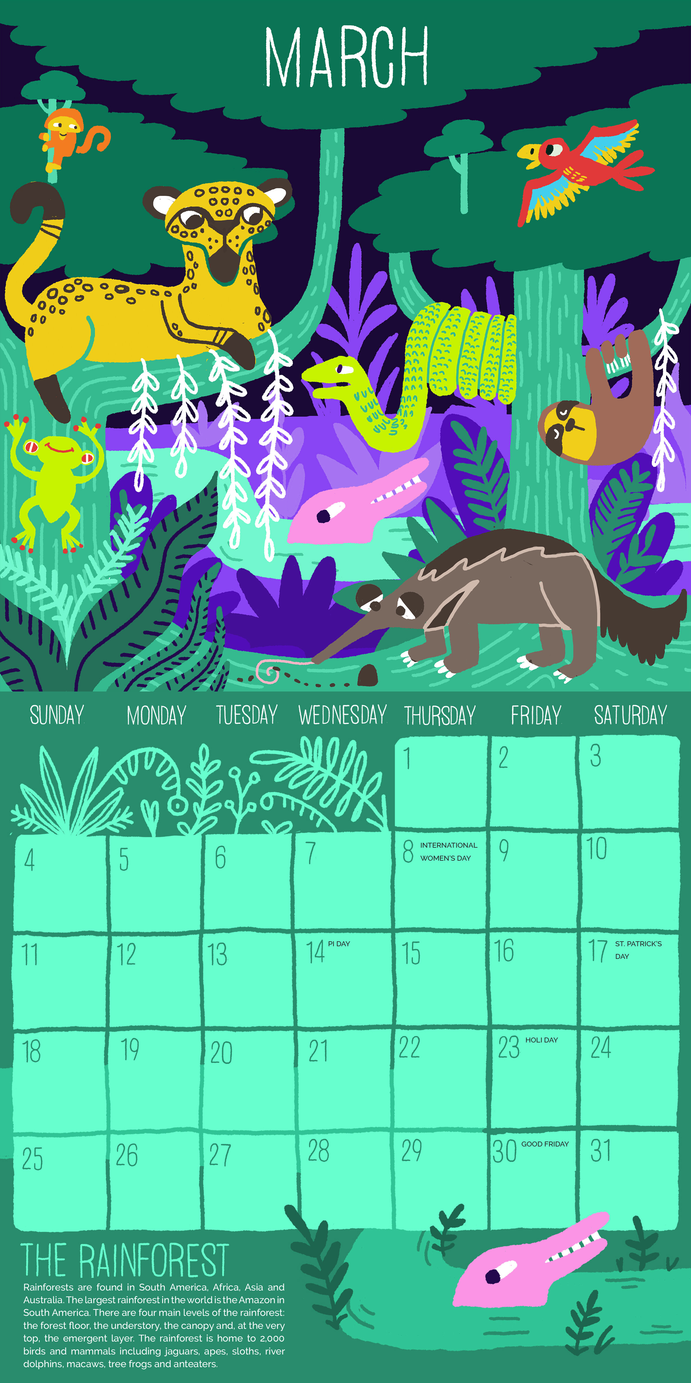 Call of the Wild Calendar: March (Rainforest)