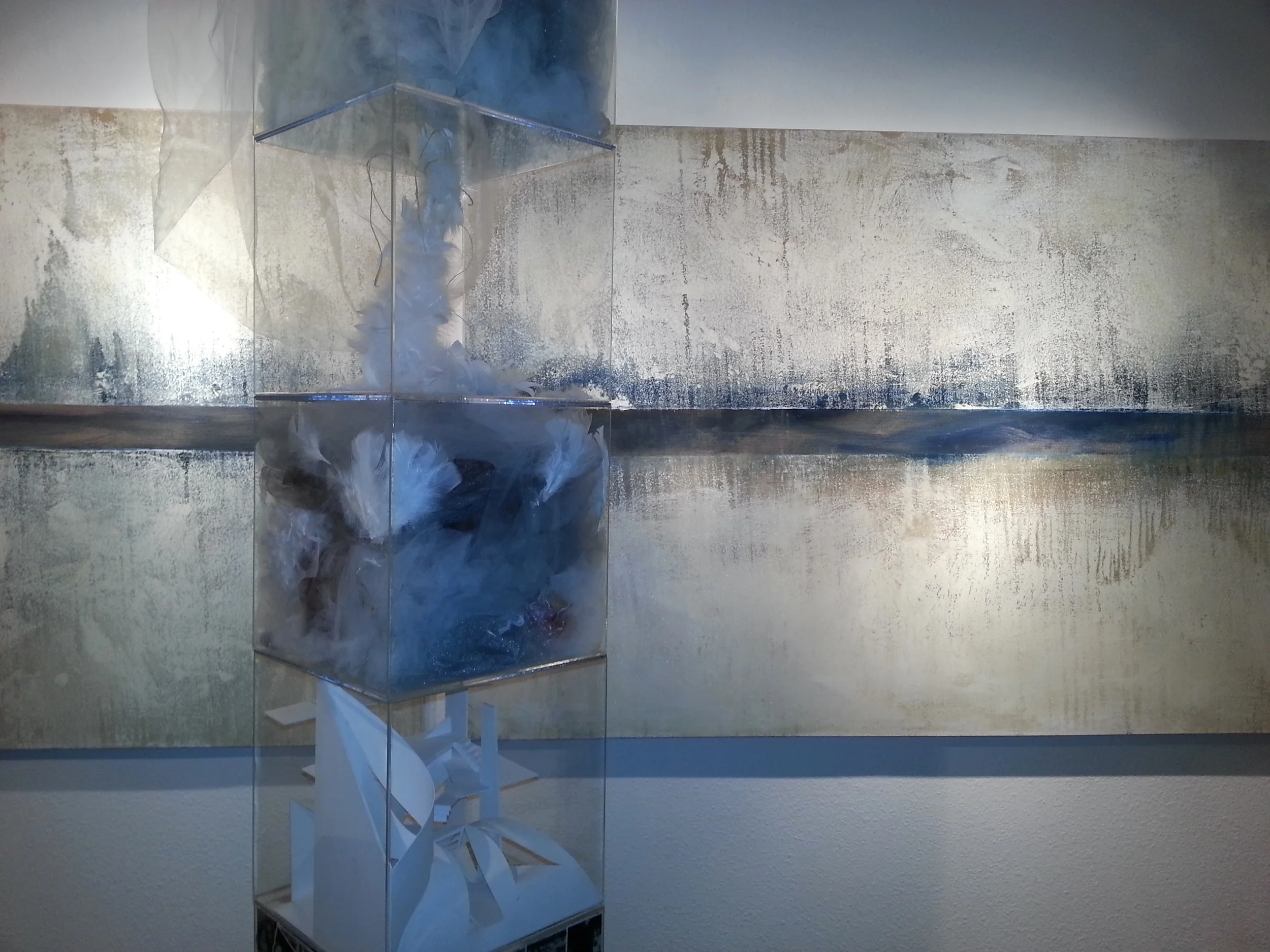 The Structure of Memory 2009 (sculpture) and The Path of Memory 2014 (canvases series)