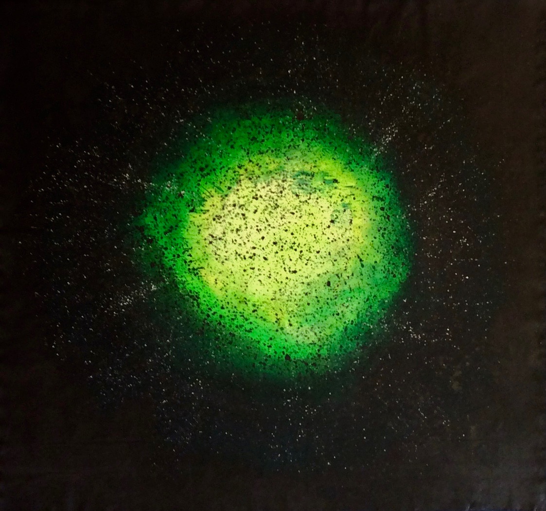  Green-Yellow Glare, 2018 55 x 59 inches Acrylic on unstretched cotton canvas 