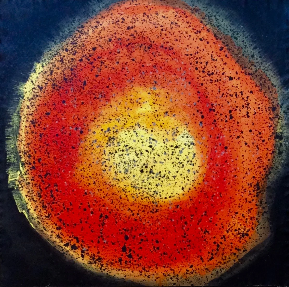Yellow-Orange light and glare, 2018 58 x 59 inches Acrylic on unstretched cotton canvas