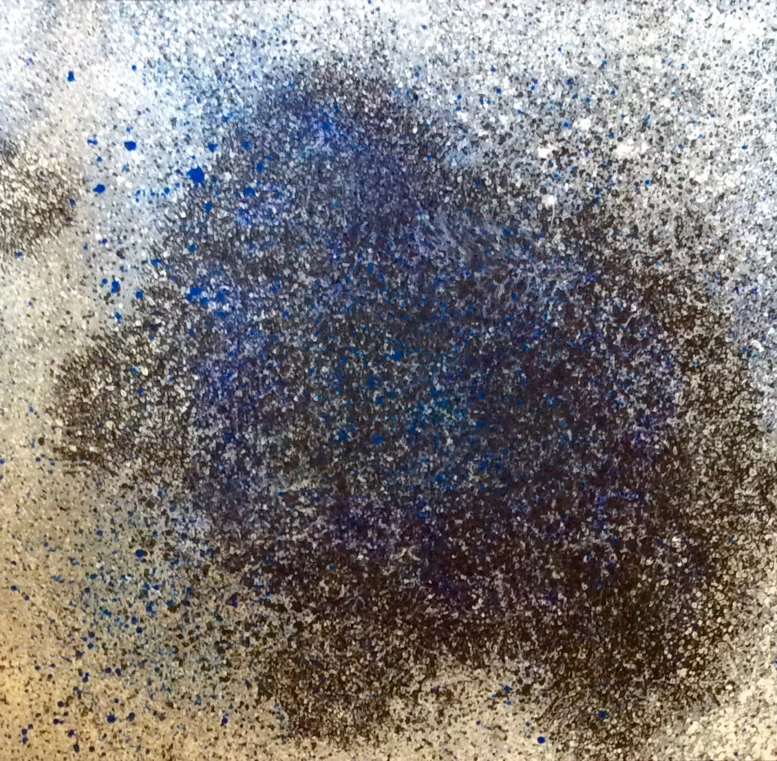 Blue-Black-White Particles, 2018 59 x 61 inches Acrylic on close cell 2/8" black foam