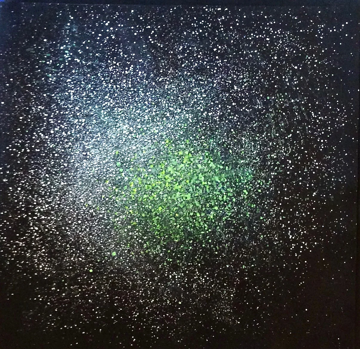 Green-White Glare, 2018 59 x 61 inches Close cell 2/8" black foam