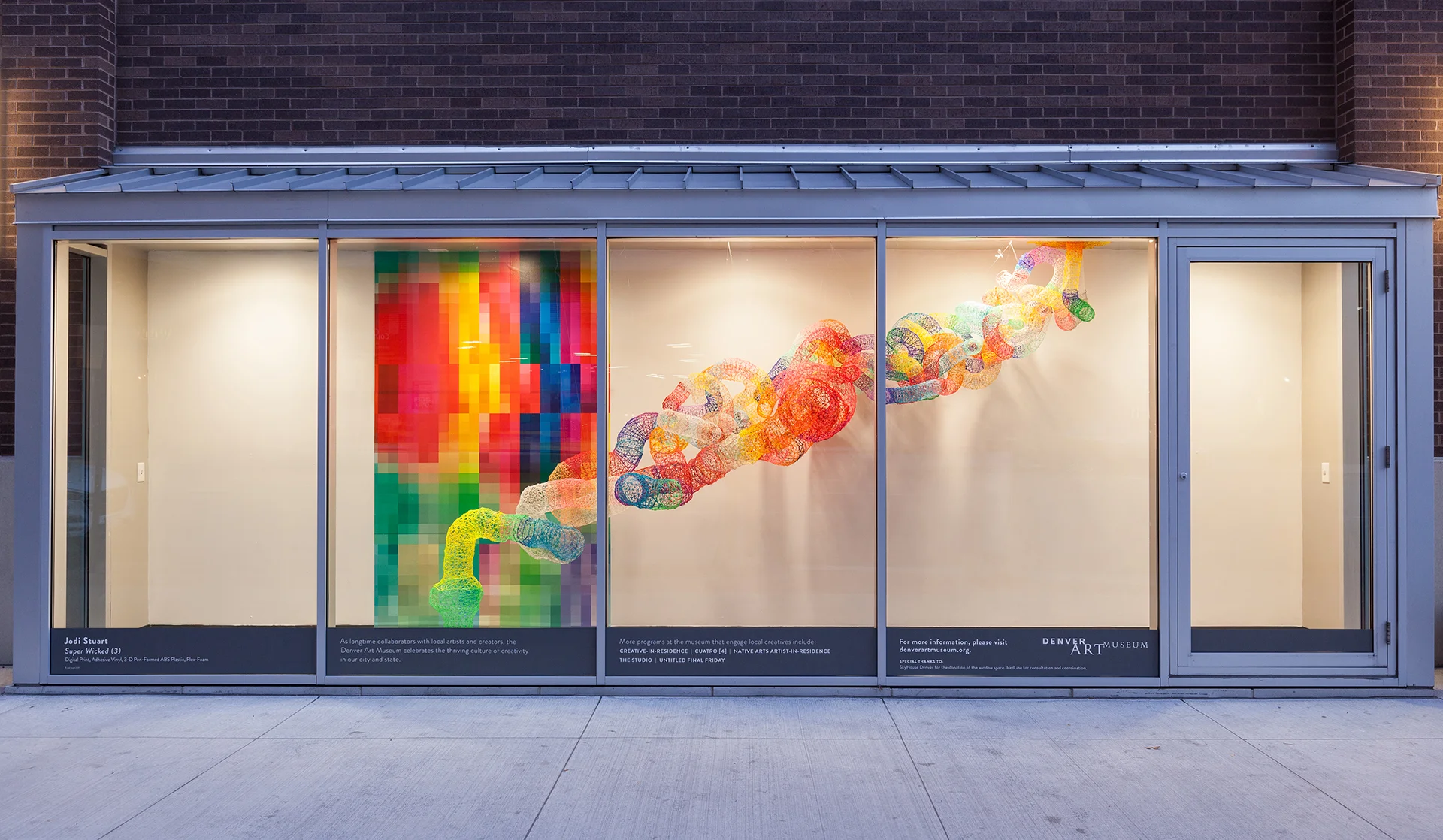 'Super Wicked #3’ 2017 101" x 290" x 34" ABS Plastic, Adhesive Vinyl, Nylon, Flex-Foam Commission for Skyhouse Denver, in collaboration with Denver Art Museum, Skyhouse Apartments located 18th and Lincoln, Photo Wes Magyar