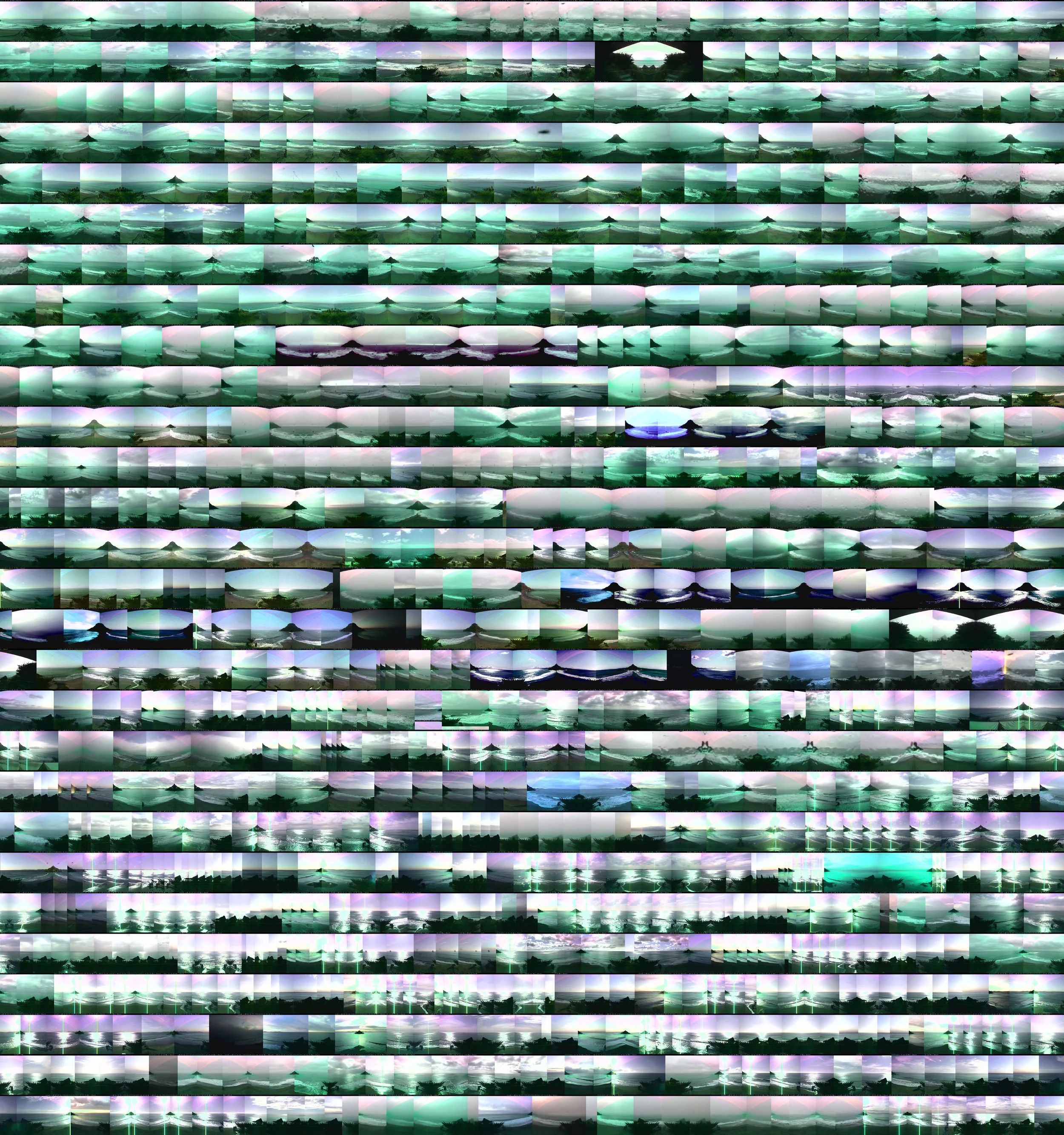 The Passing #1 2015, Digital Print, 42" x 44.8" ‘ The Passing’ is a digital collage made with images collected from a web-cam set to observe and share weather and tidal information from Muir Beach, CA. The images collected span one year of observation between May 2011 to April 2012