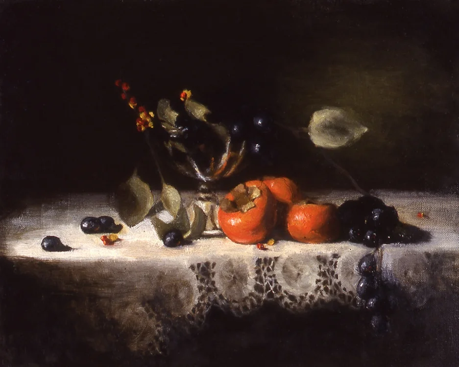 persimmons: oil on linen 14" x 18" (sold)
