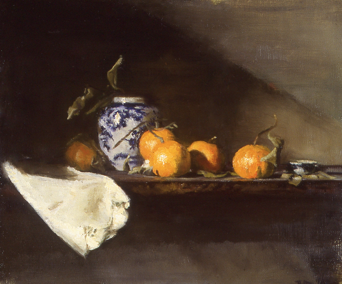blue, white and orange: oil on linen 12" x 15" (sold)
