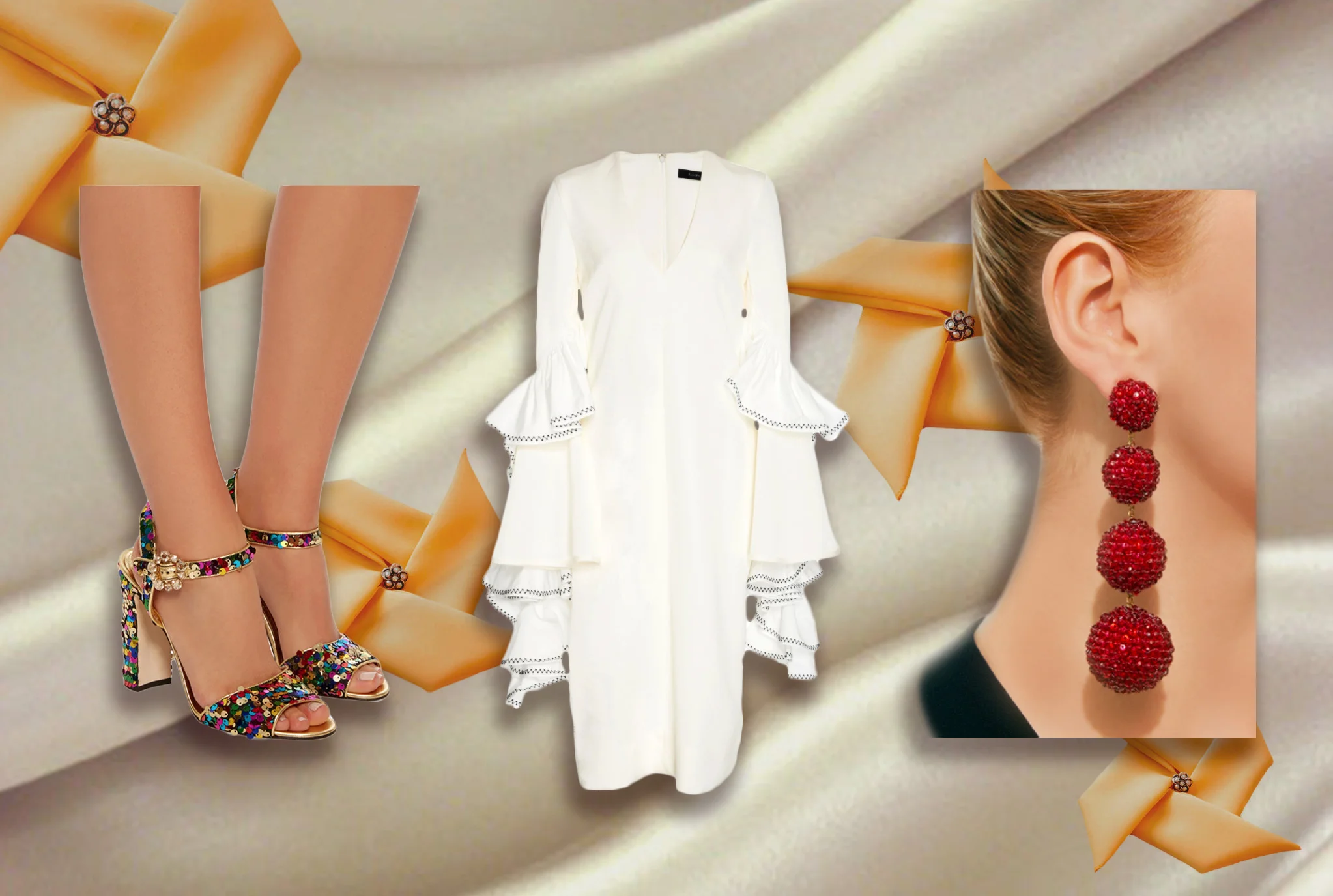 Shoes : Dolce & Gabbana , Dress: Ellery , Earrings: Rebecca De Ravenel , Sequins on Your Tootsies: Priceless