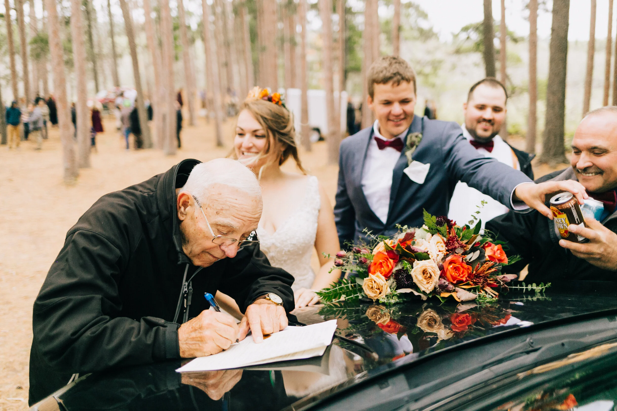  Signing the marriage license on the hood of my grandparents’ car. 