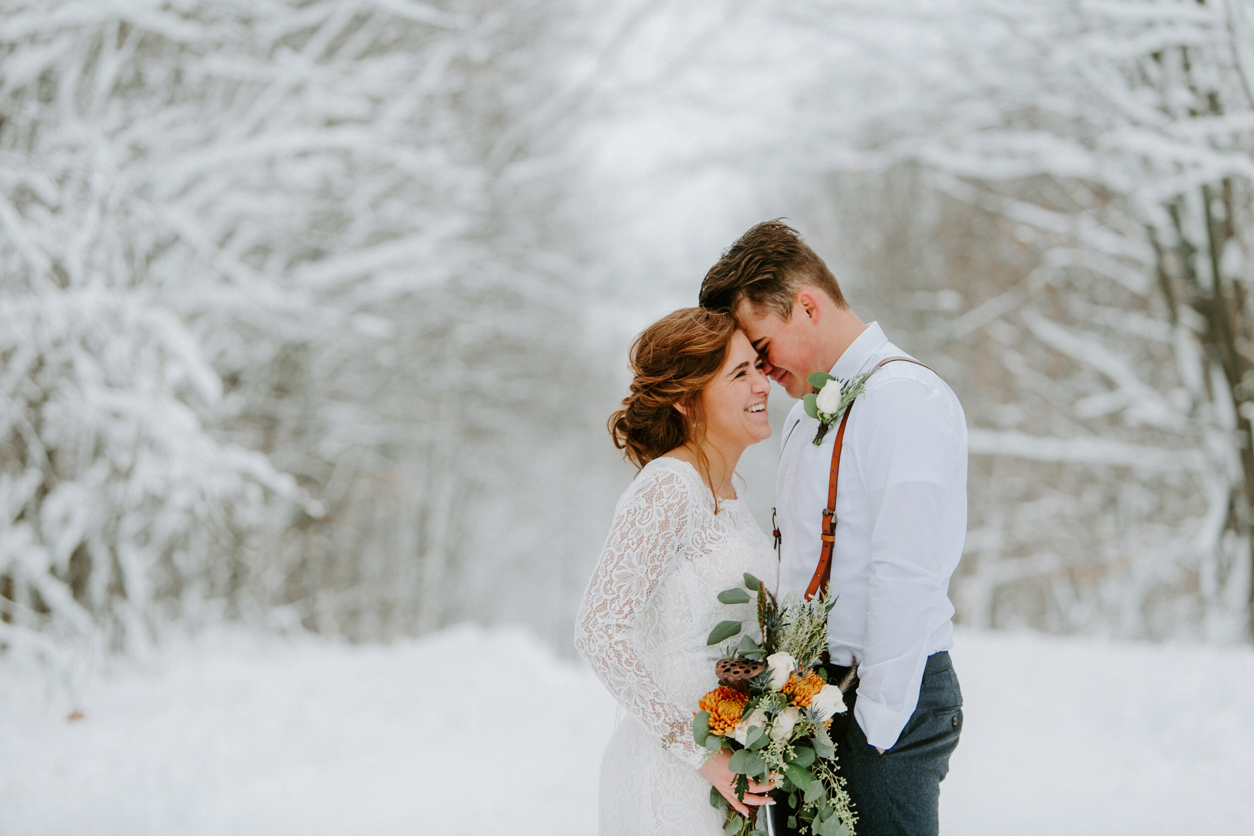 Ethan + Hannah | Snowy November Vows in the Keweenaw