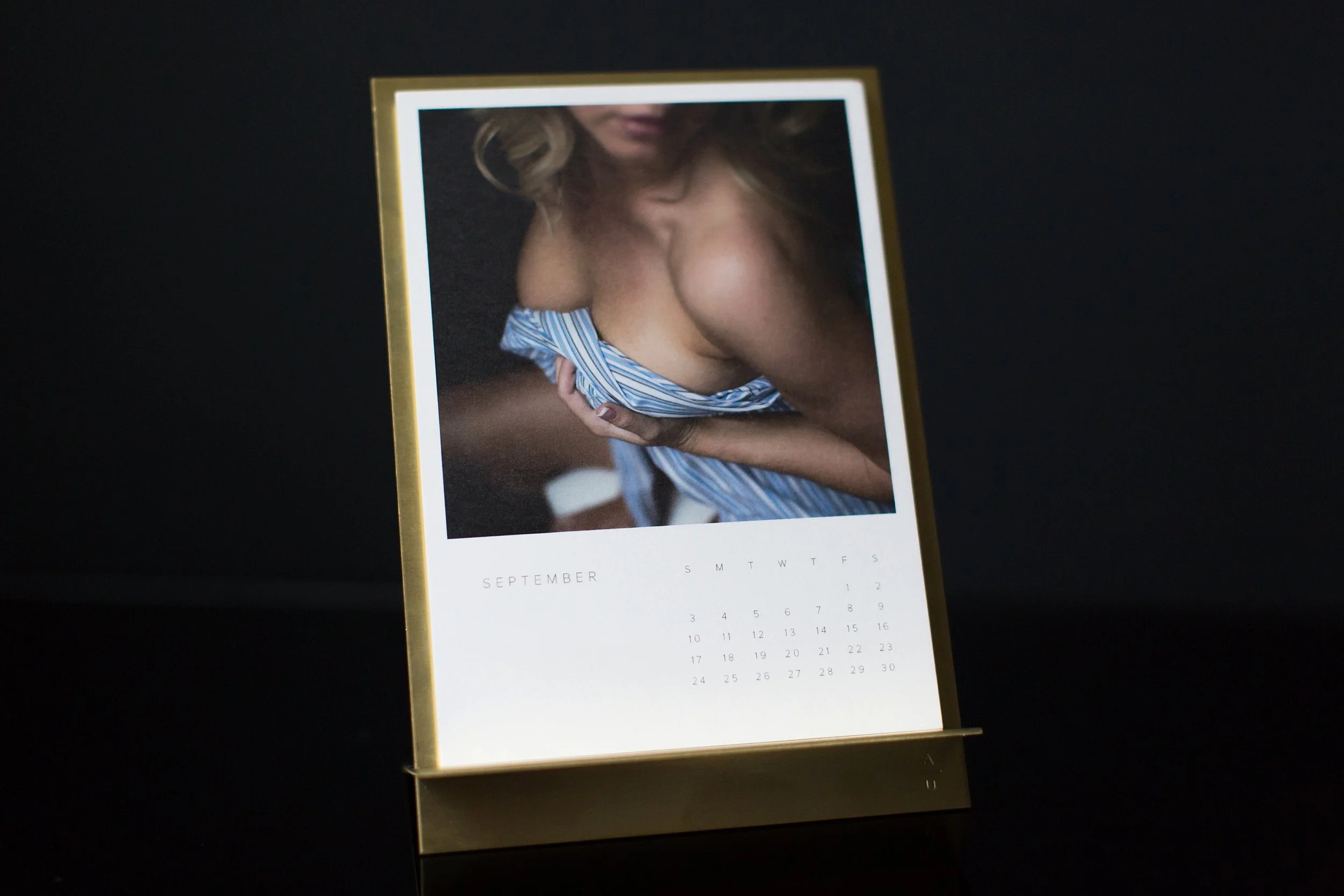 Boudoir desk calendar with brass stand