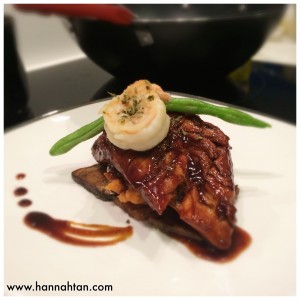 Grilled teriyaki chicken breast on a bed of sweet potato mash + mushrooms