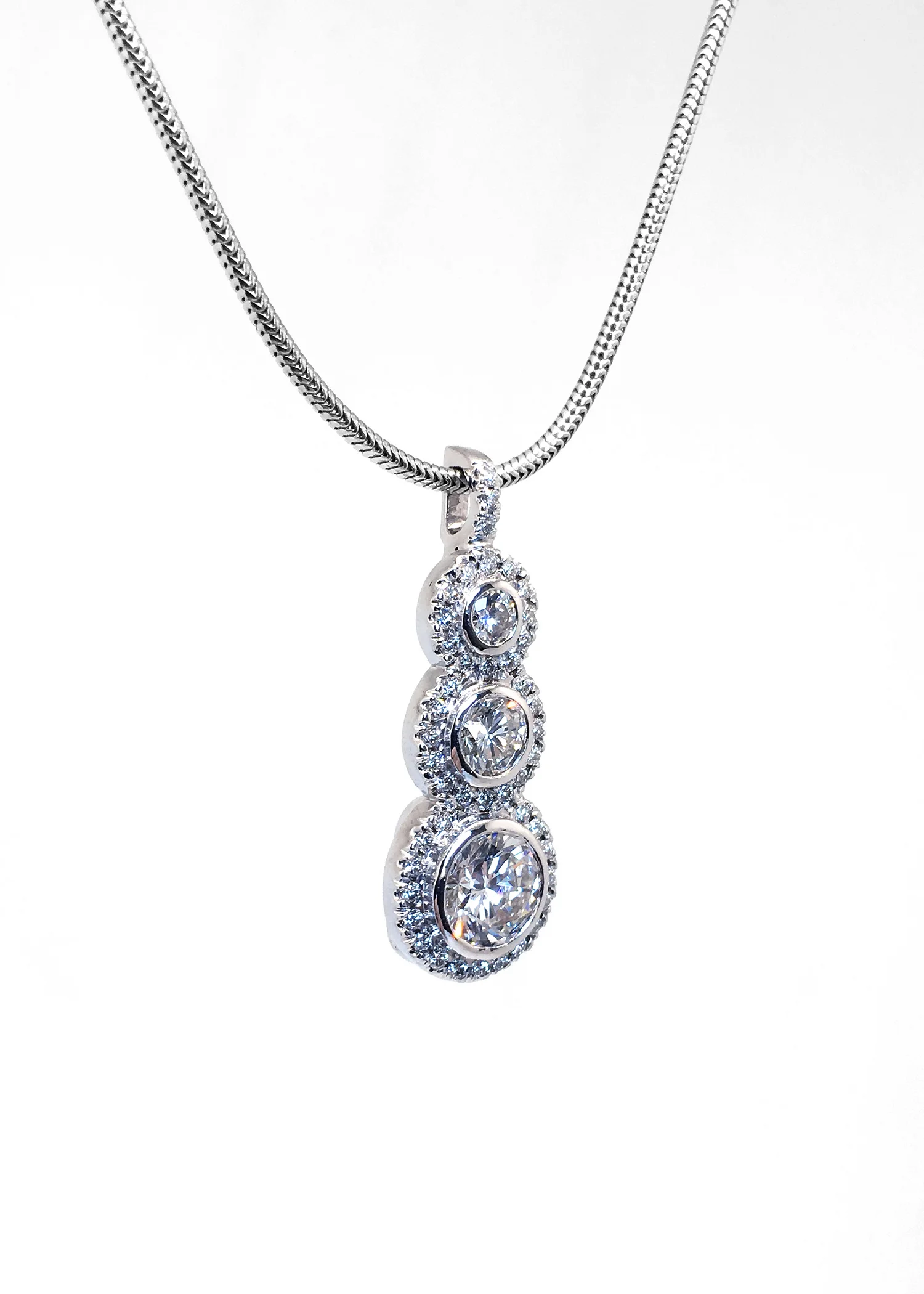 Custom Design Platinum and Diamond Pendant
