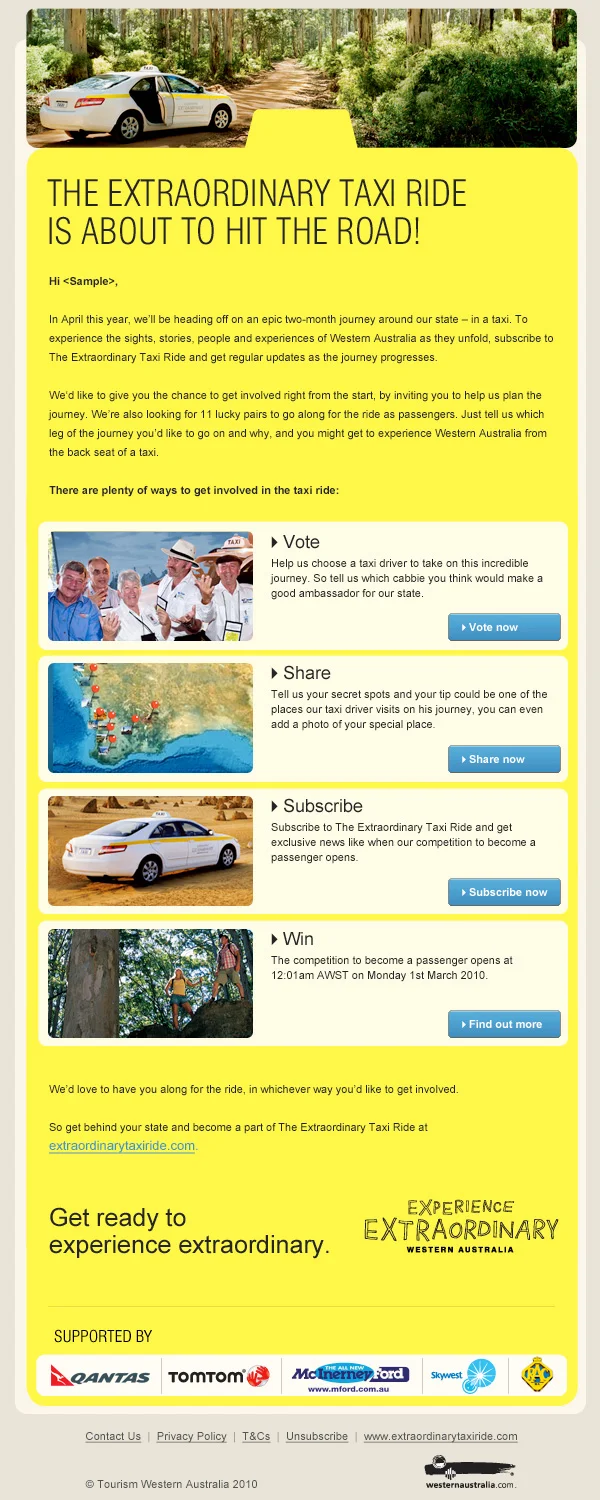TOURISM WESTERN AUSTRALIA - THE EXTRAORDINARY TAXI RIDE
