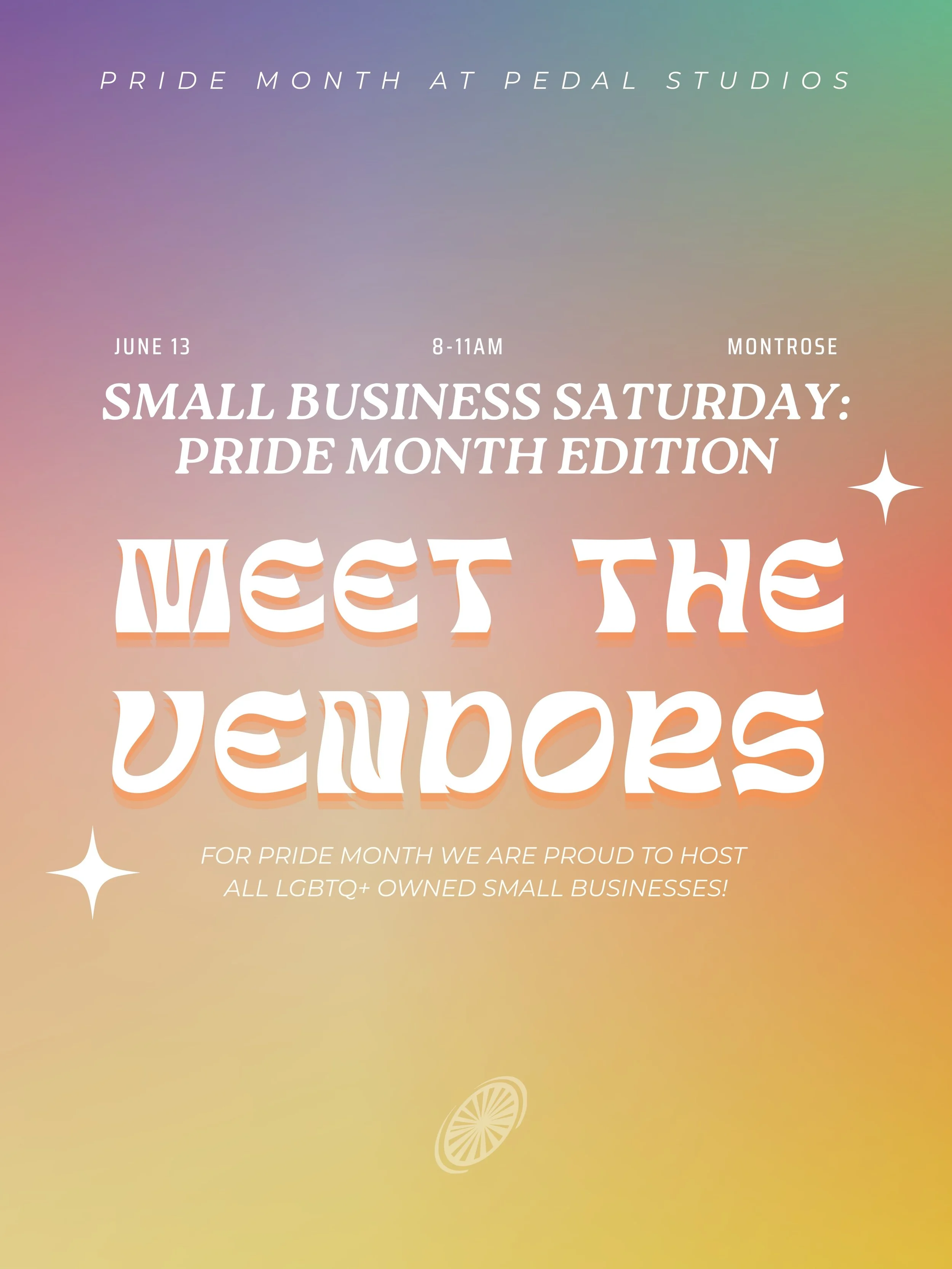 🚨‼️FRESH LINE UP OF SMALL BUSINESS SATURDAY VENDORS&hellip; PRIDE MONTH EDITION 🌈👀 

Come hang in MONTROSE on 6/13 !! PEDAL W/ PURPOSE &amp; show support for these amazing vendors ! 💛☕️🕯️🧶🍪