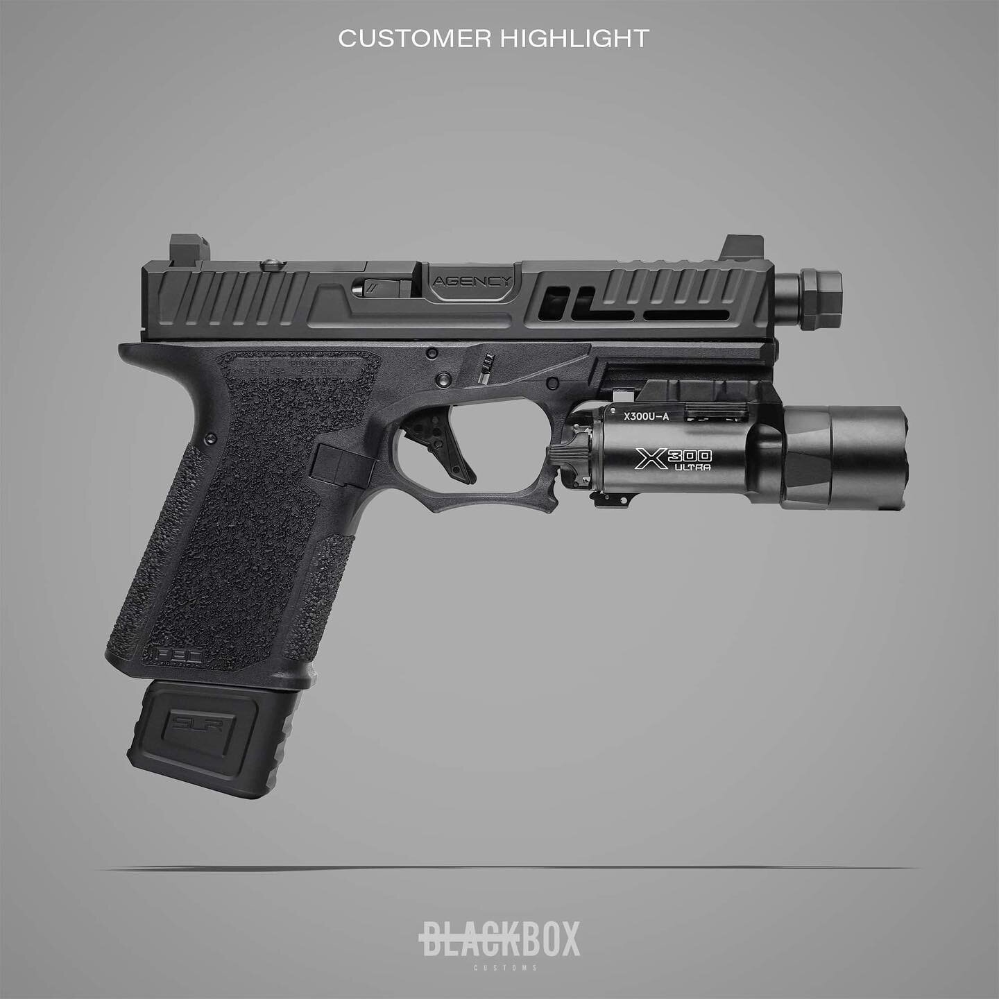 BACK IN BLACK
 
Cerakote in Graphite Black (H-146)
PFC9 Lower Complete by Polymer 80
Glock 19 Gen 3 Custom Combat Seeker Slide with RMR Optic Footprint by Black Box Customs
Slide Internals Kit by Zev Technologies
Blackout Suppressor Height Iron Sight