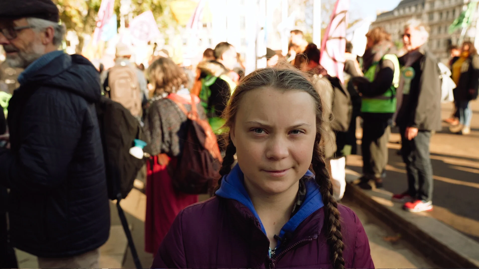 CELEBRITY TEENAGE ECO-HEROINE GRETA THUNBERG'S SPEECH IN PARLIAMENT SQUARE