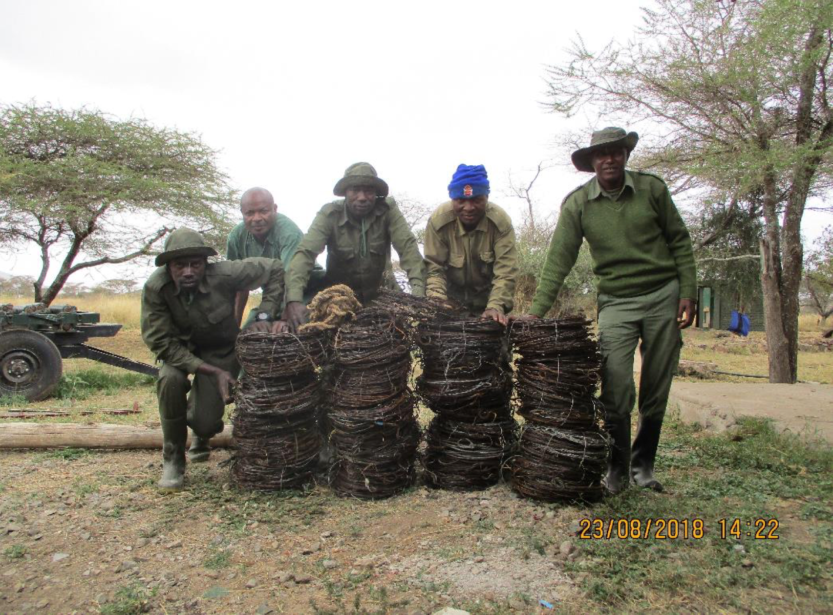  The Serengeti de-snaring team with snares from 10 days patrolling 