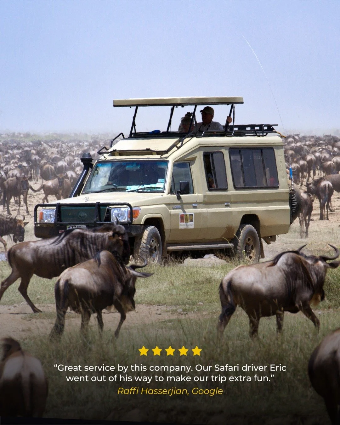&ldquo;Great service by this company. We did the Kilimanjaro climb and a 3 day safari. They organized everything for us. Nothing was left out. We had a great time to say the least. Our mountain guides and porters were very friendly. Our Safari driver