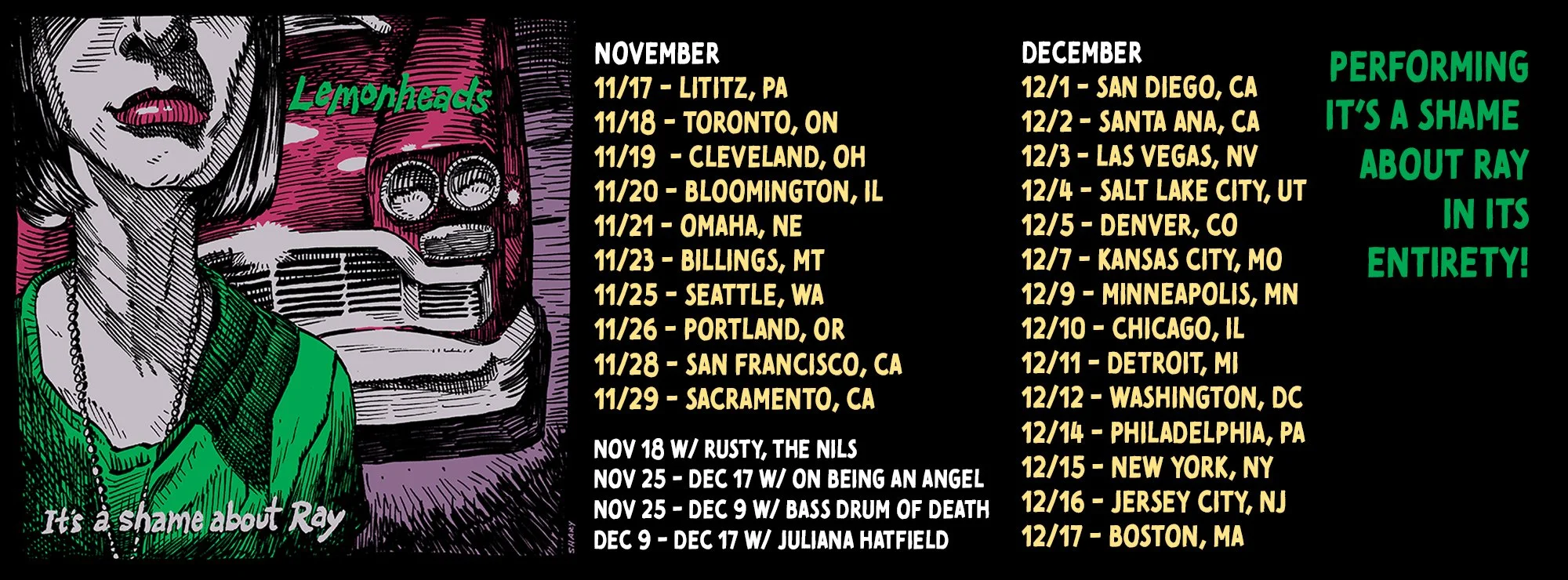 Upcoming shows - Juliana to support The Lemonheads over 8 dates in December 2022 (UPDATED: extra Boston show added)