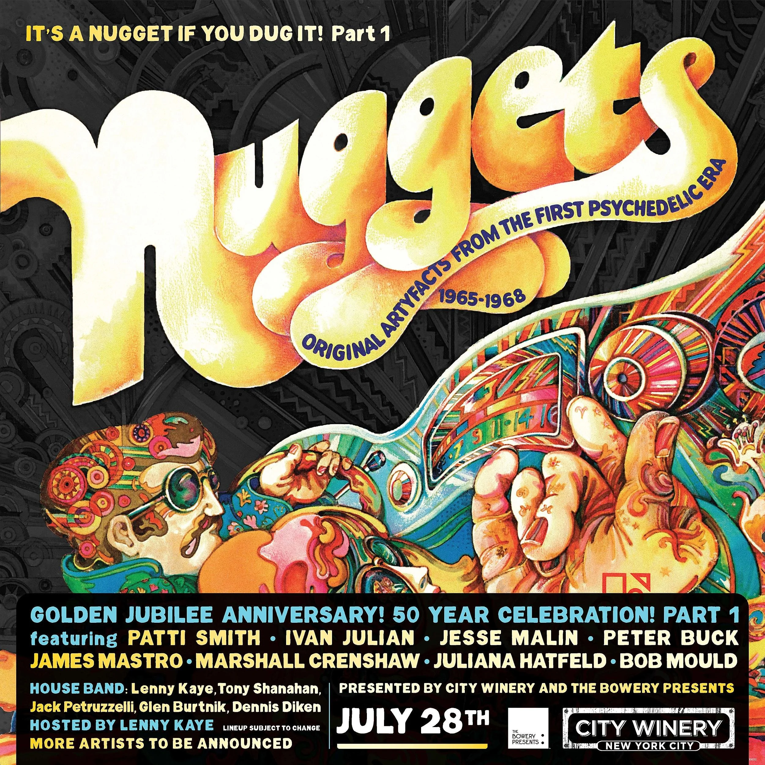 ‘Nuggets’ 50th Anniversary Shows in NYC, July 2023 featuring Juliana Hatfield, Patti Smith, Bob Mould, Peter Buck, and more