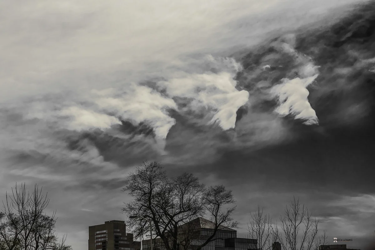 "Cool cloud formation over Kansas City" (c) Rebecca LaChance 2016, Kansas City, MO. I credit Mary & Cyndy with spotting this formation and bringing it to my attention. See, your friends look out for you in all your endeavors.