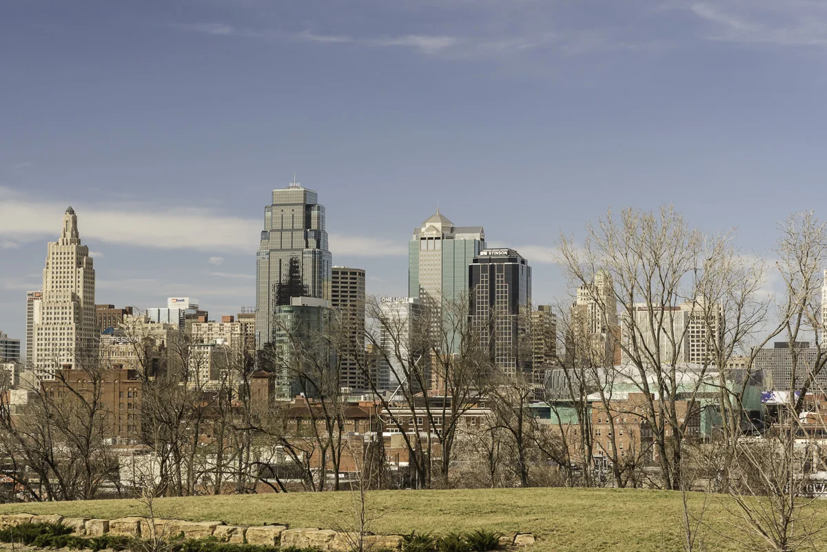 "Kansas City Skyline on a bright day". (c) Rebecca LaChance, 2016. Kansas City, MO. This view can be seen from the park that sits just below Childrens Mercy Hospital. Kansas City is much bigger than I thought! How provincial of me...