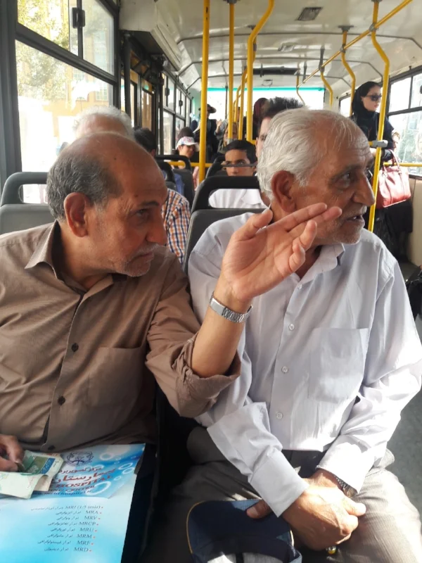 Riding the bus in Iran.