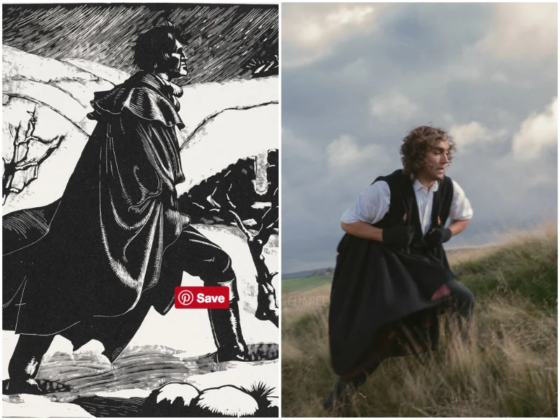 The woodcut (l) of a brooding Heathcliff (by Clare Leighton, 1931) was the inspiration for "Heathcliff charges the moors" (r) by Rebecca LaChance (c) 2016. Dani Heaven, my partner, had saved this image to our Pinterest storyboard page. Model: Zak Derler, MUA: Laurel Rippin; Styling: Caroline Brown. Compelling Portraiture with Carolyn Mendelsohn. Zak is wearing the cape and fingerless gloves we had requested. In true "get the job done" ethic, the fingerless gloves were Caroline Brown's (stylist) personal gloves!