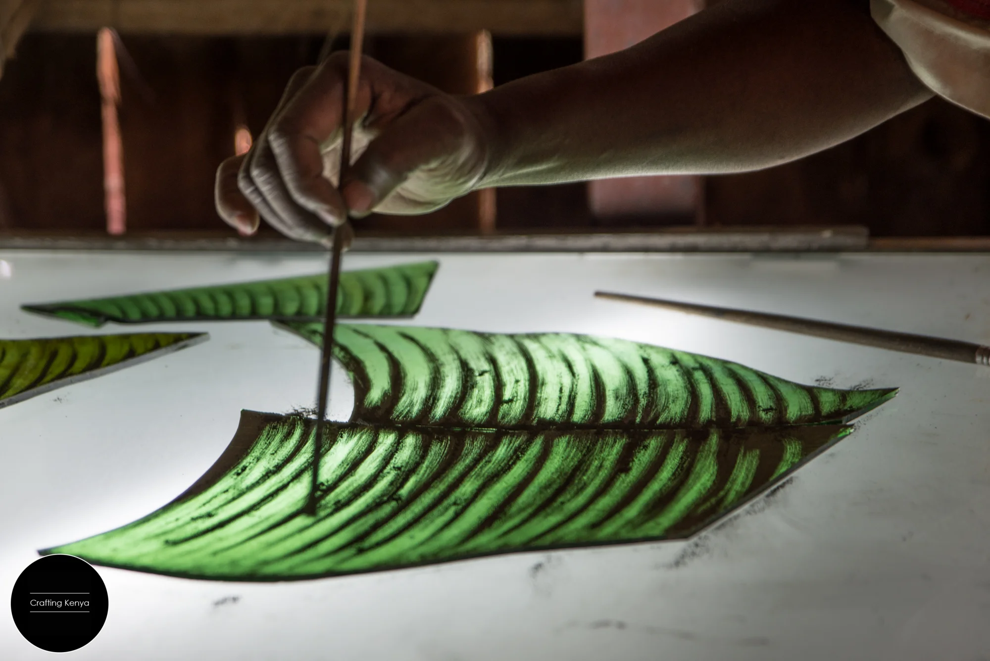 Stained glass in the making. Kitengela Glass