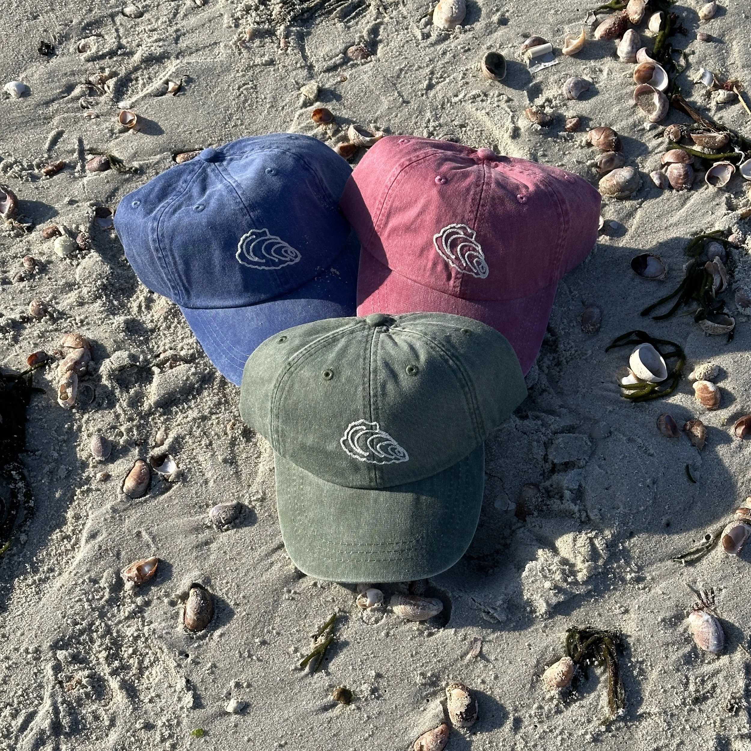 shell hats on the beach.JPG