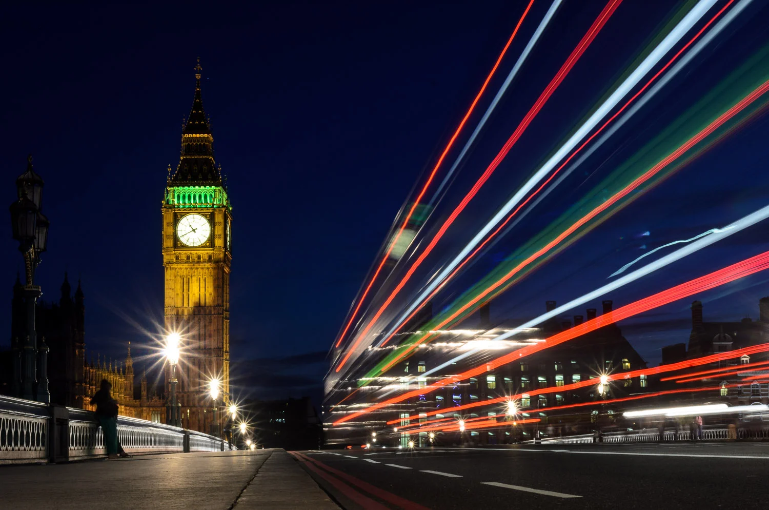 Big Ben and Light Trails, Westminster Bridge