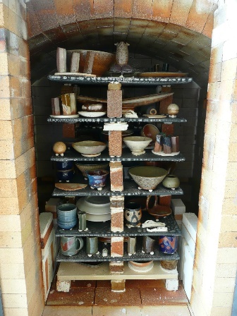 Fired work in the soda kiln