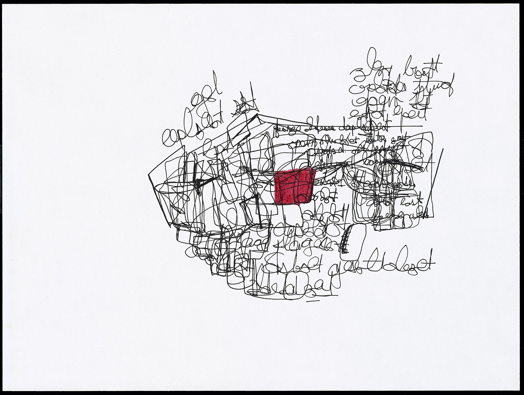  Renee Gladman, Prose Architectures 210, ink and colored pencil on paper, 9 x 12 inches, 2014. 