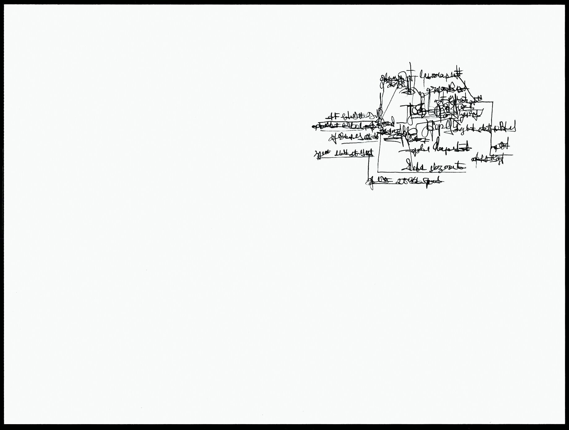  Renee Gladman, Prose Architectures 28, ink on paper, 9 x 12 inches, 2013. 