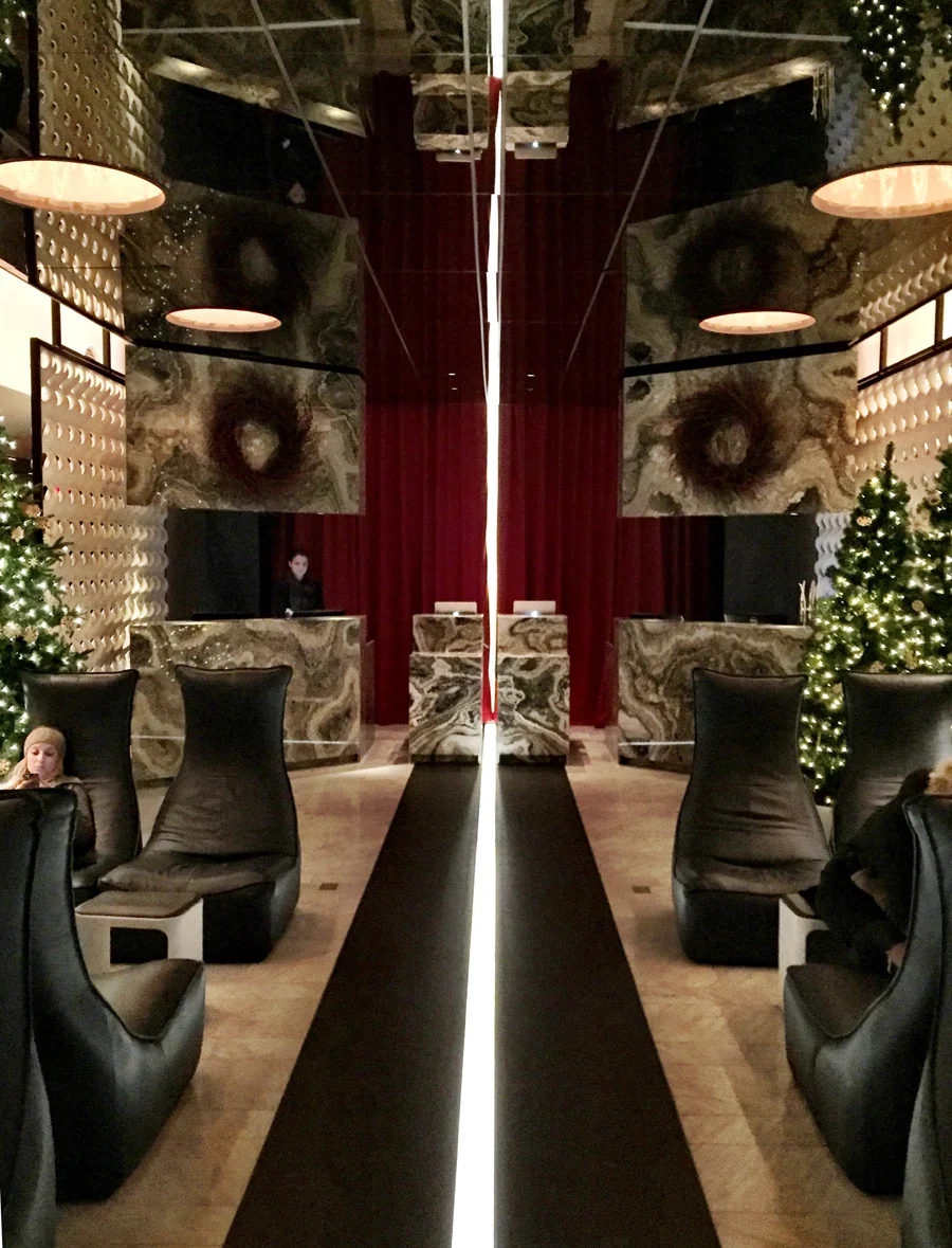 Standard Hotel Lobby. The only thing that could make this better would be if the receptionist had a twin that was at the opposite desk. #standardhotel
