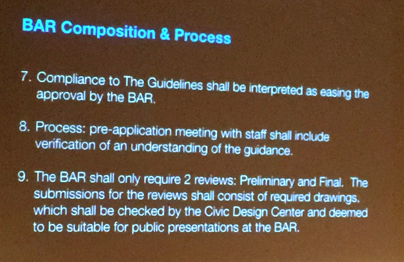 BAR Composition and Process 7-9
