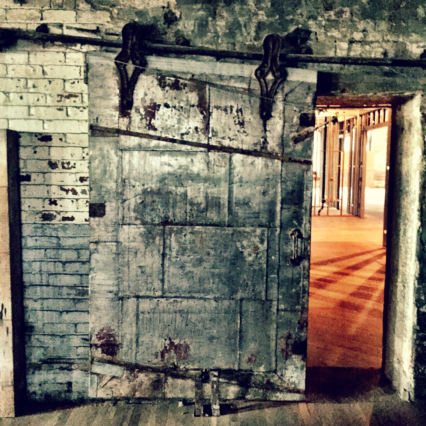 Throughout the building there are these very cool fire doors. Just an unbelievable texture.