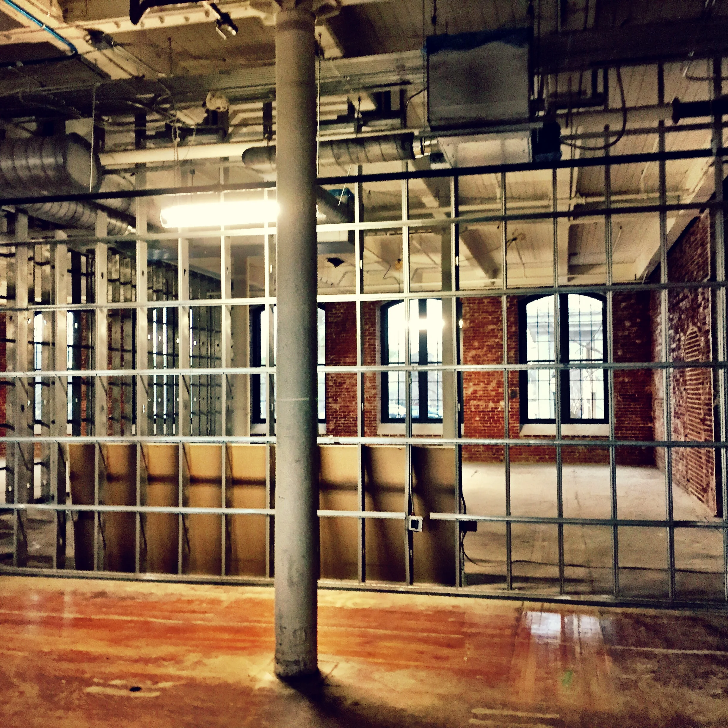 Here you can see some of the walls being framed for office space.