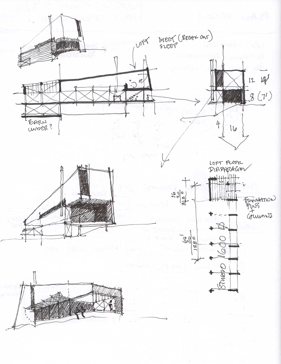 Brian's sketches of the studio. 