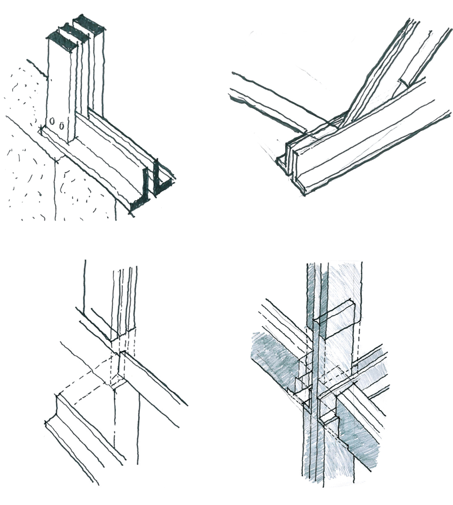 My sketches of some of the connections.