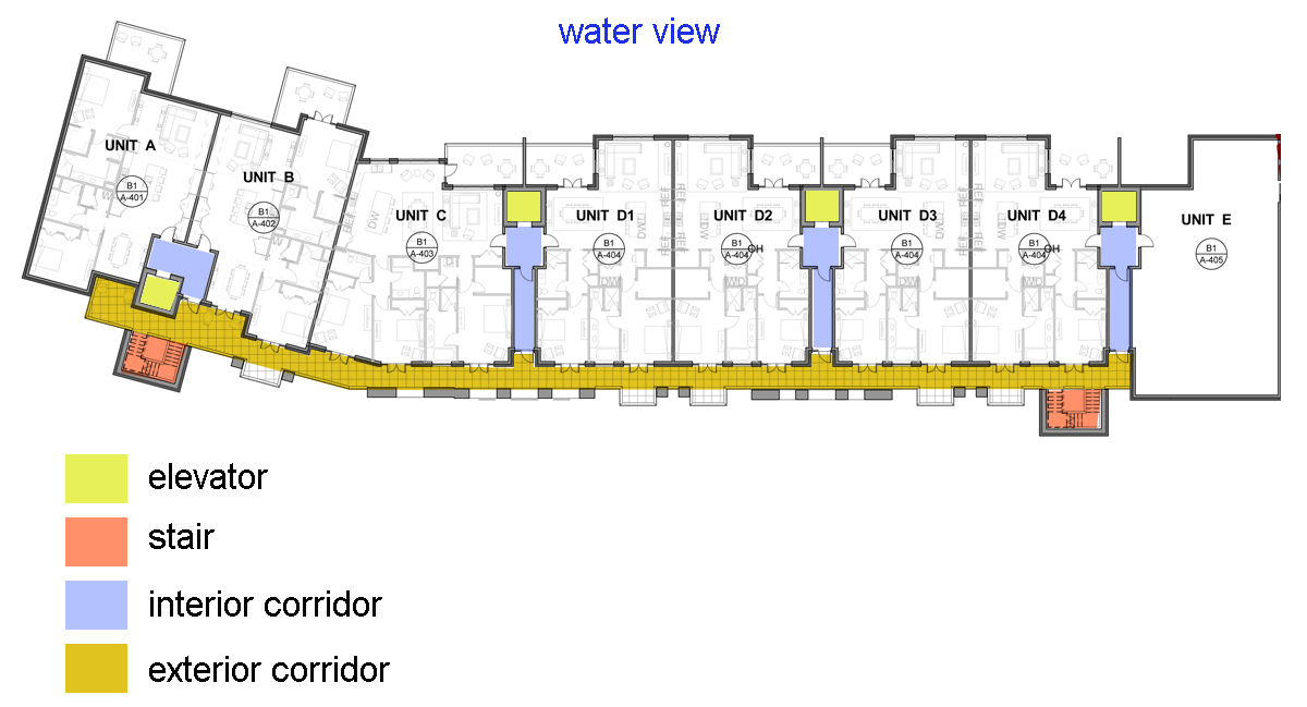 Overall building plan. The F2 unit was later renamed the D unit.